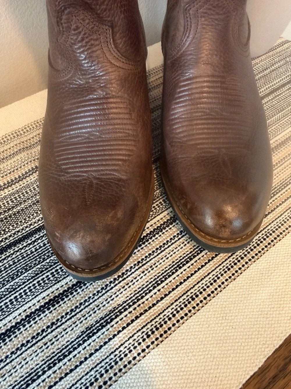 Georgia Mens Farm Ranch Western Brown Leather Work Boots Comfort Care G4743 8.5W